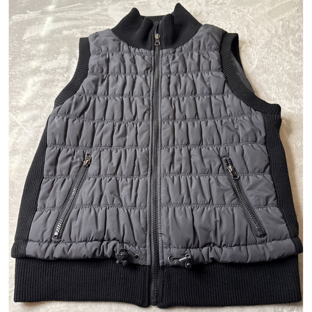 Calvin Klein Women Vest Black Quilted Sleeveless Full Zip‎ Pocket Size M